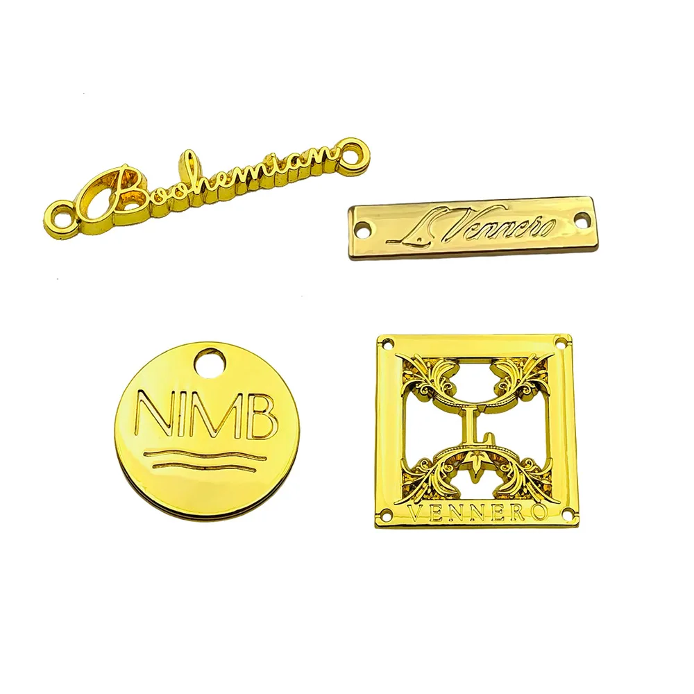 Fashion Design Matt Gold Small Sewing Metal Letters Clothes Tags Custom Metal Logo For Abaya Garment
