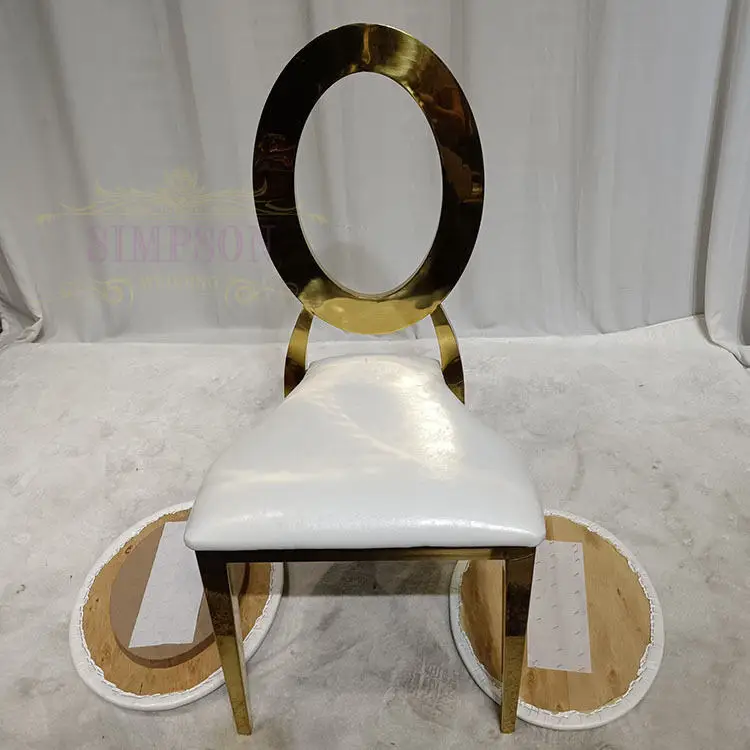 Wedding Party Background Decoration Luxury modern gold stainless steel round back dining banquet chair for wedding