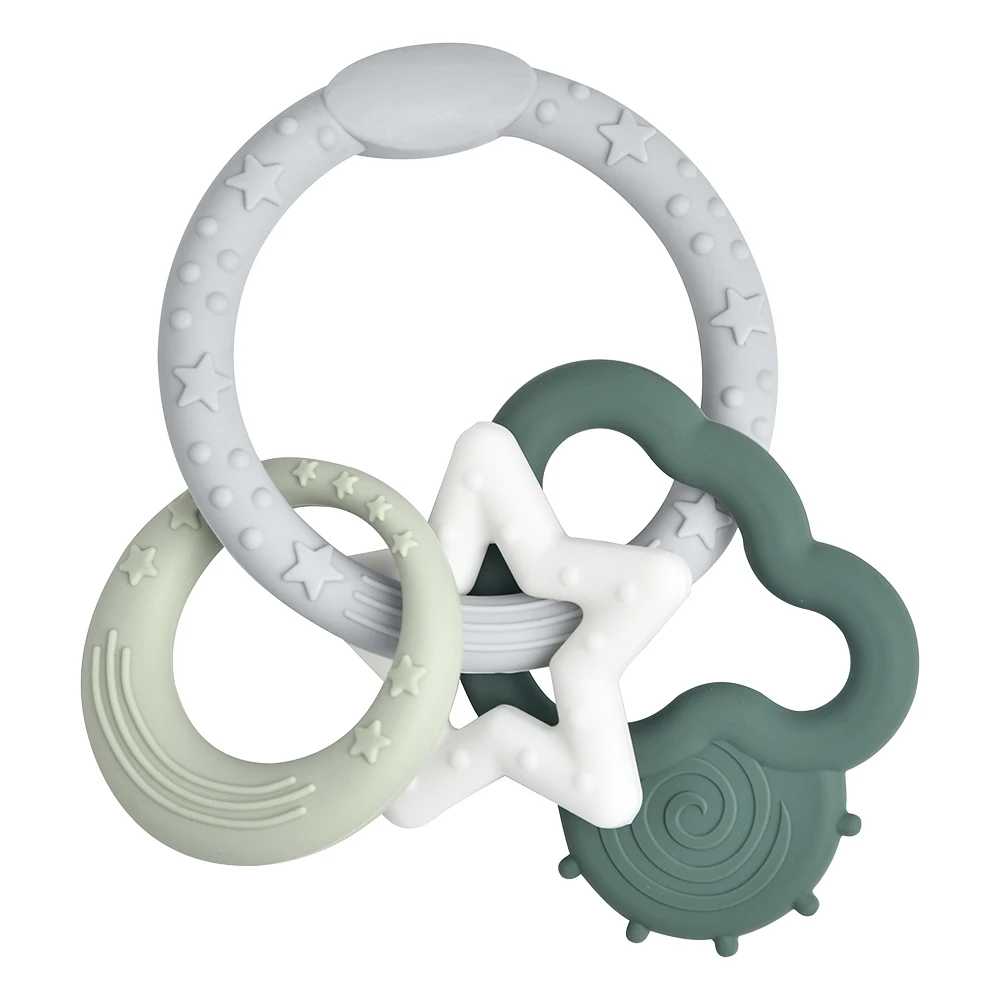 Wholesale Bpa Free Cute Soft Bracelet Teething Ring Food Grade Silicone Baby Chew Sensory Teethers Toys Gift Set