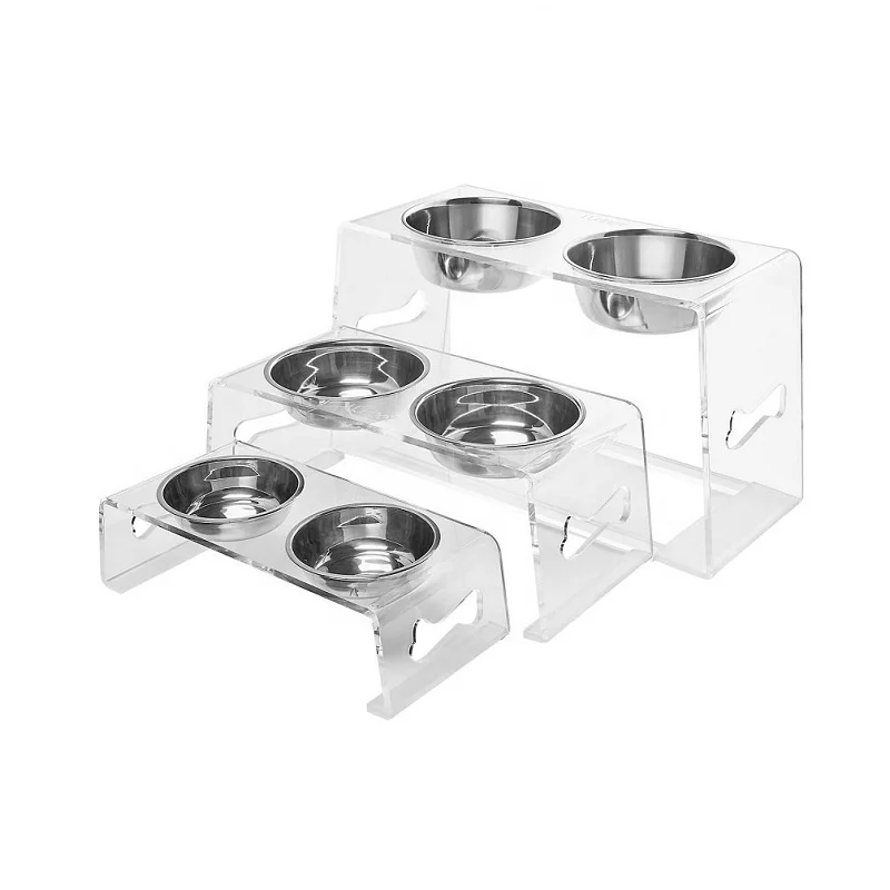  Lucite Clear Acrylic Pet Feeder Stand