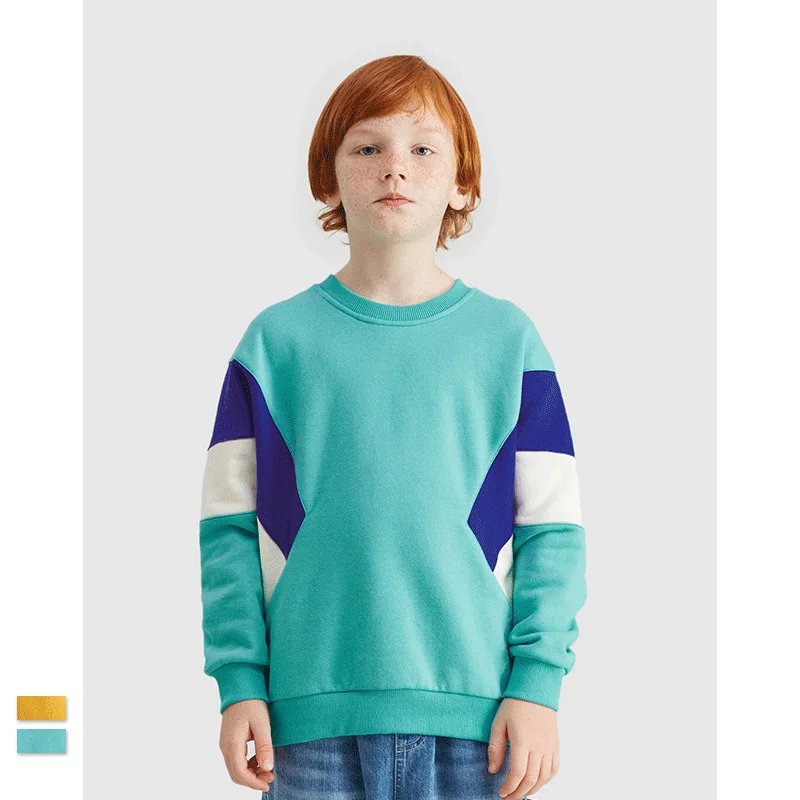 
High Quality Super Soft three color matching loose shoulder round neck boy Sweatshirt 
