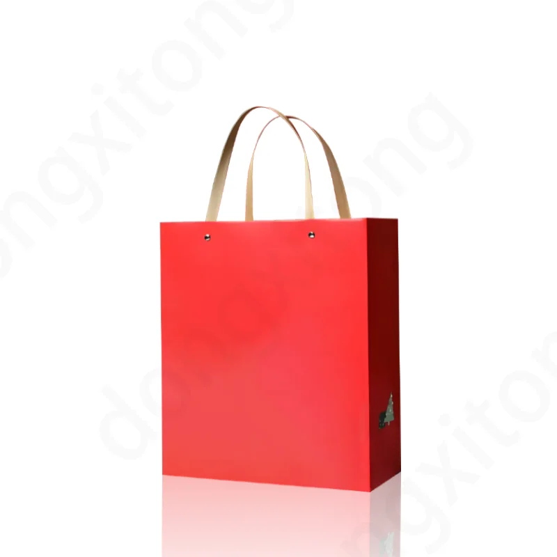 Hot portable flower carrier transparent window kraft paper gift bag, easy to view and Christmas gift packaging paper bag
