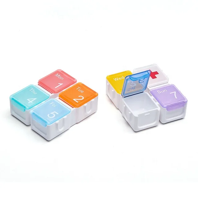 2020 High Quality Clear Plastic Weekly Pill Box  Tablet Case