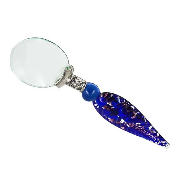 Personalized gift handmade murano glass handle 10x magnifying glass prices