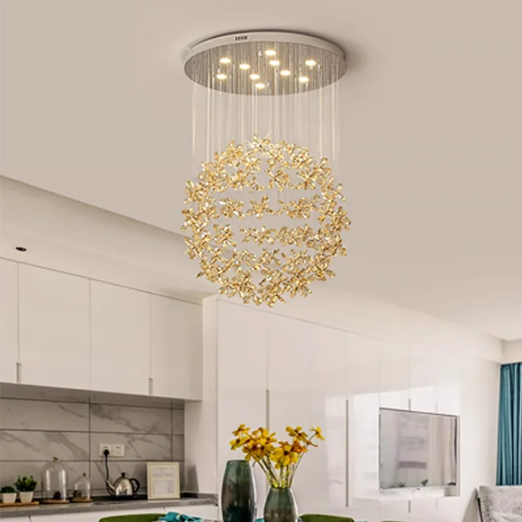 4/6/9/10/12/14/18/24 Heads Modern Crystal Dandelion Chandelier Lighting Pendant Lamp For Living Room Dining Room Home Decoration
