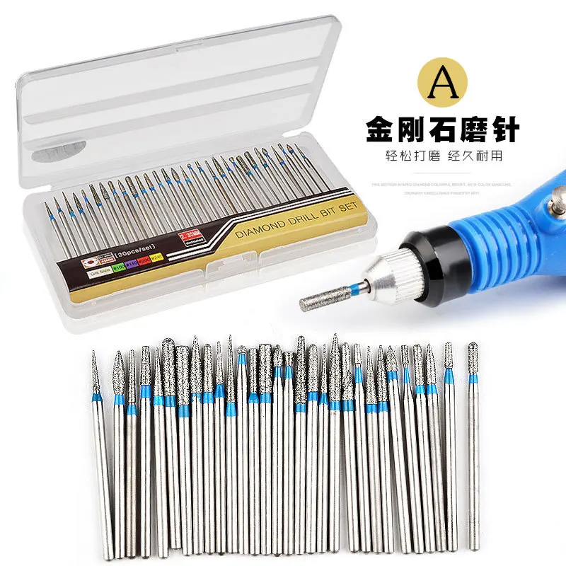30pcs Efile Remover Nail Gel Polish Cuticle Carbide Nail Bit Tungsten Diamond Ceramic Nail Bit Set