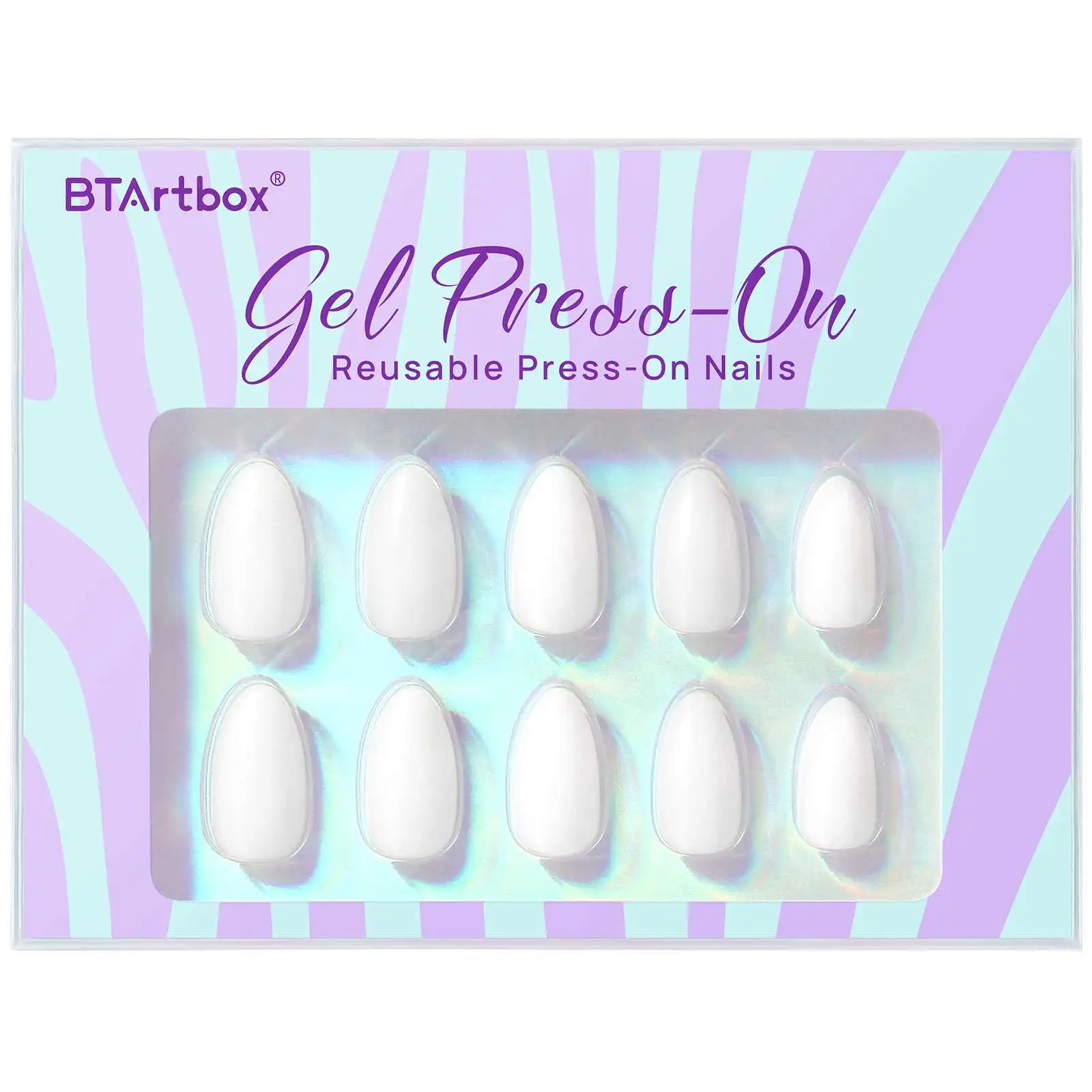 Глянцевые белые Искусственные ногти 30 шт. накладные с клеем твердые стиль OL миндаль пресс