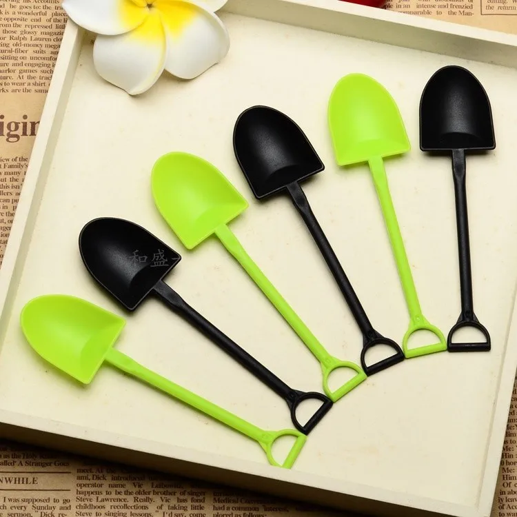 NEWELL Small Disposable Colorful Plastic Shovel Fork Spoon 100pcs/pack 12cm For Ice Cream Dessert Cake