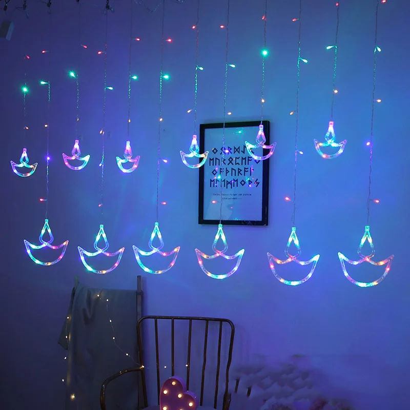 2022 Hot Selling Diwali Anchor Curtain Lights Diya Boat Row Lights Candles Festival Holiday Decorations Led Christmas Lighting