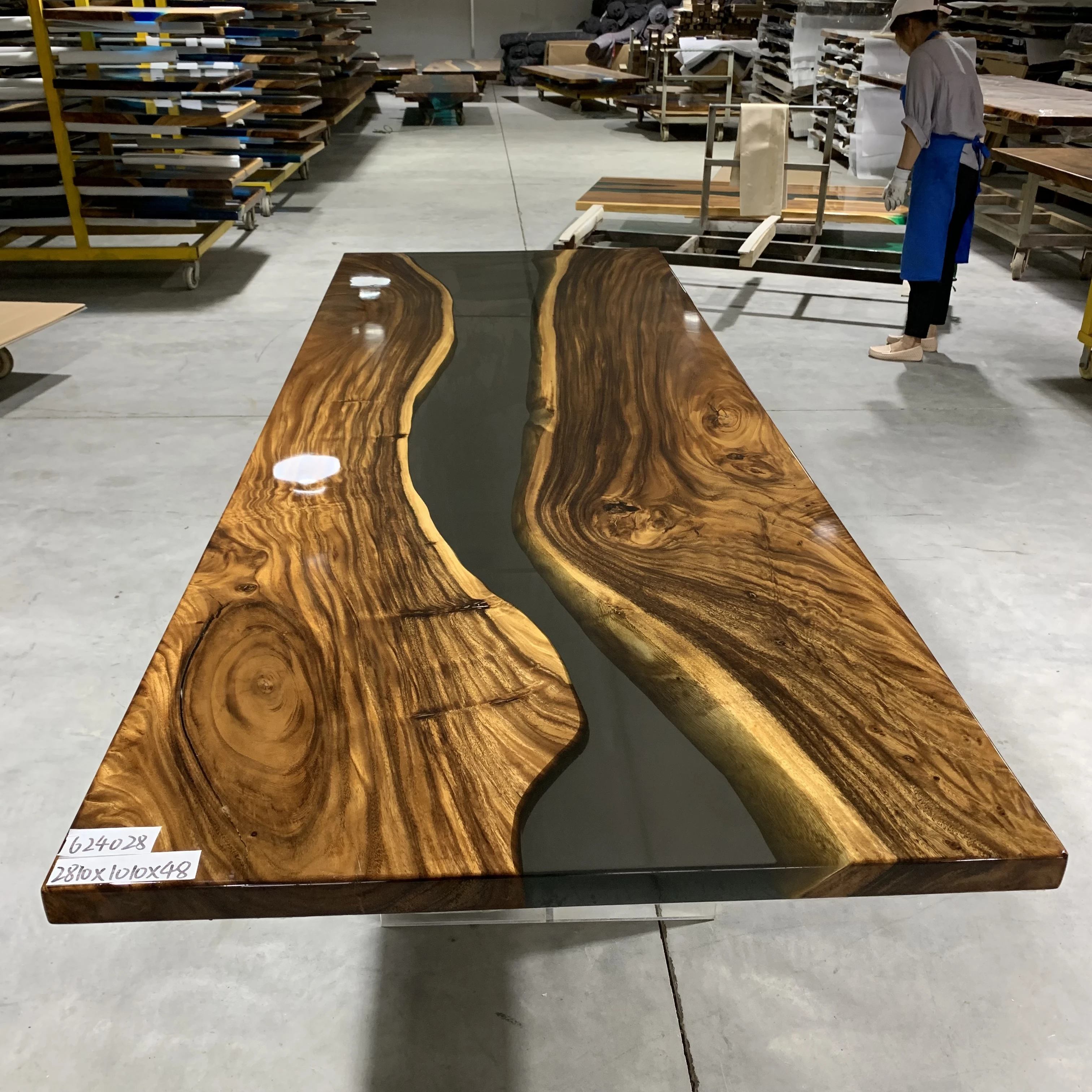 Kitchen furniture matt finish epoxy table top live edge wood slabs river table