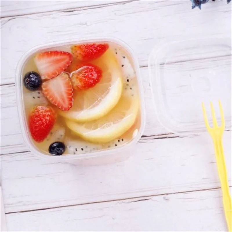 760ML Disposable Plastic Cups with Lids and Spork To Go 27OZ Large Size Milk Fruit Tea Cold Drink Cups