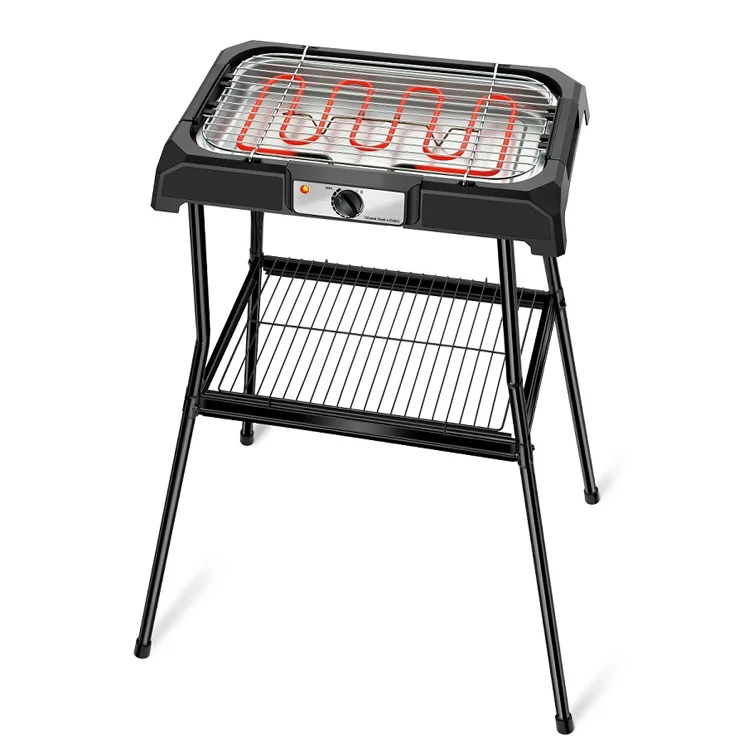 Mini electric barbecue grill smokeless indoor bbq grill with detachable grill grid