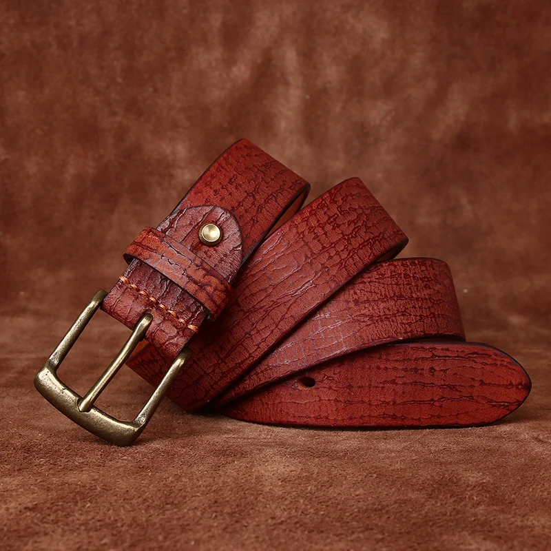 New vintage do old trend personality niche leather belt male leather needle buckle layer cowhide casual denim belt