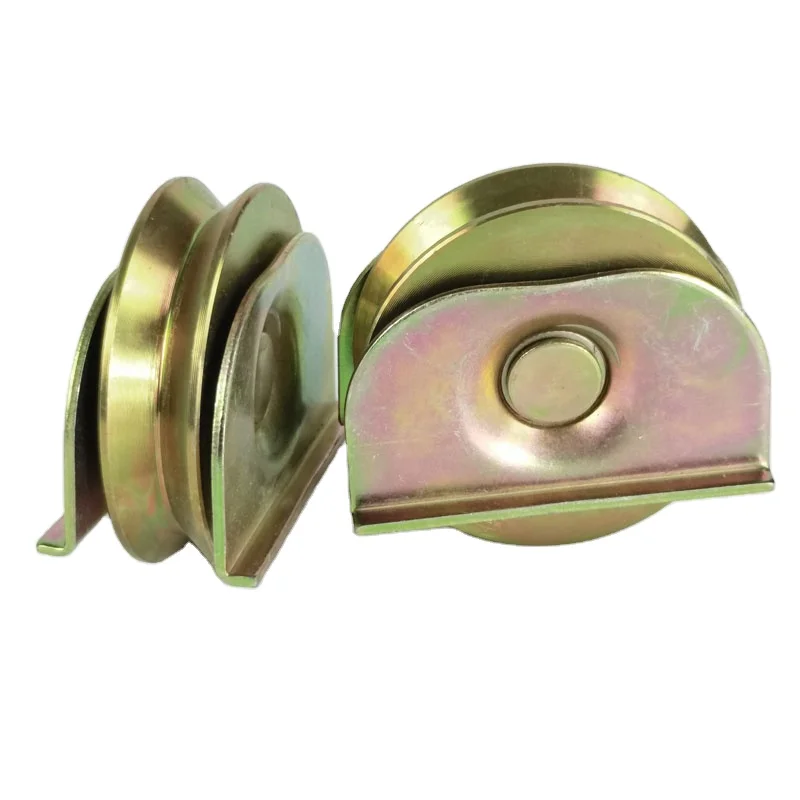 V-groove sliding gate rollers with single bearing and eversion side bracket.steel track groove wheel for sliding gate