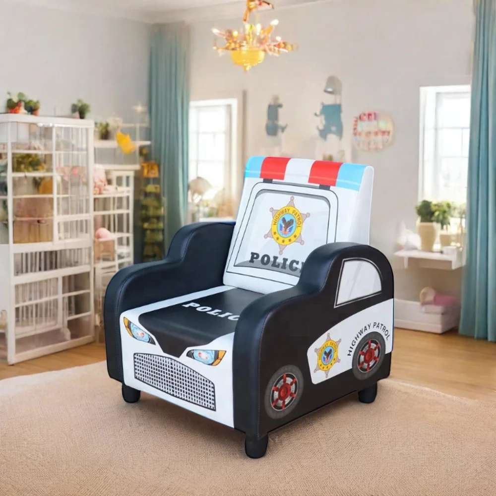 Cool special design folding police car shape kids sofa Convenient kids furniture
