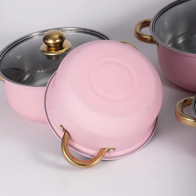 18 + 20 + 22 + 24cm soup pot + 16cm milk pan + 24cm frying pan Cookware Sets High-quality Popular Pot Set Cookware Set 12 PCS