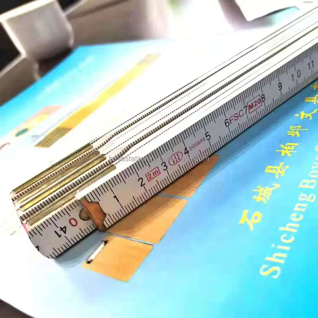 Custom 1m 2m Folding Wooden Ruler Measuring Meter Tape Measure Builder Carpenter Wood Rule Logo Print Wooden Folding Ruler