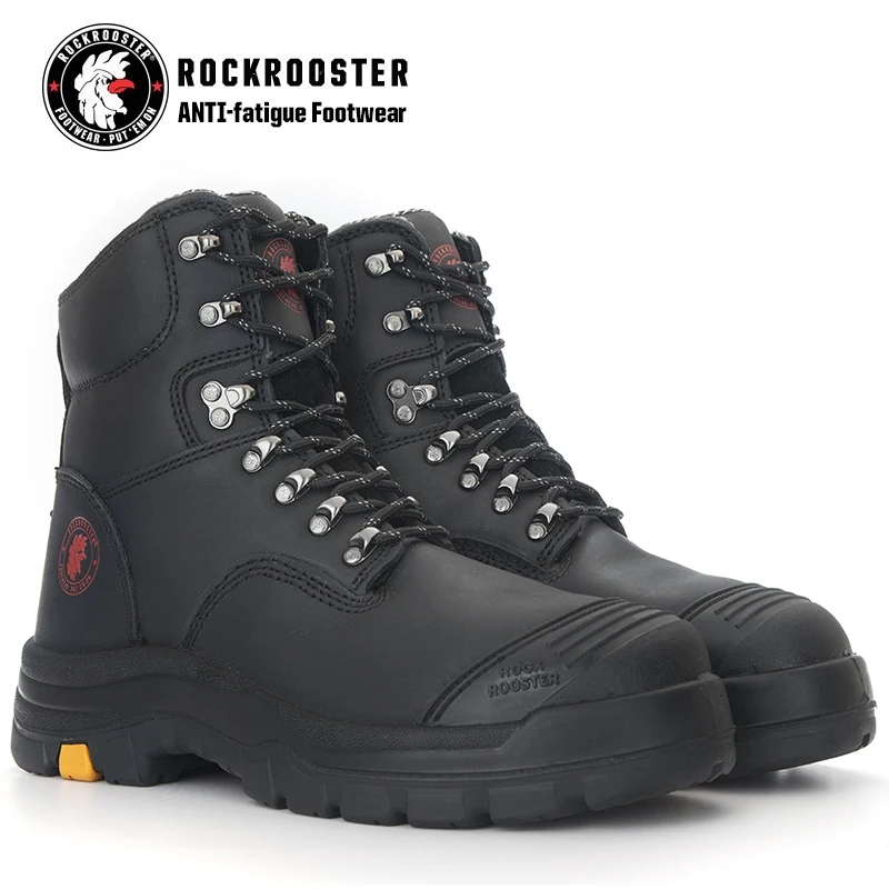 Рабочие ботинки ROCKROOSTER для мужчин, кожаные ботинки, Антистатическая обувь для майнинга, ботинки со стальным колпачком