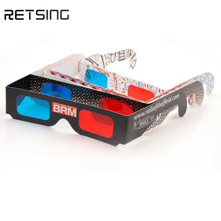 
Custom Printing Red Cyan 3d Paper Glasses Anaglyph Glasses For 3D Movie Video 