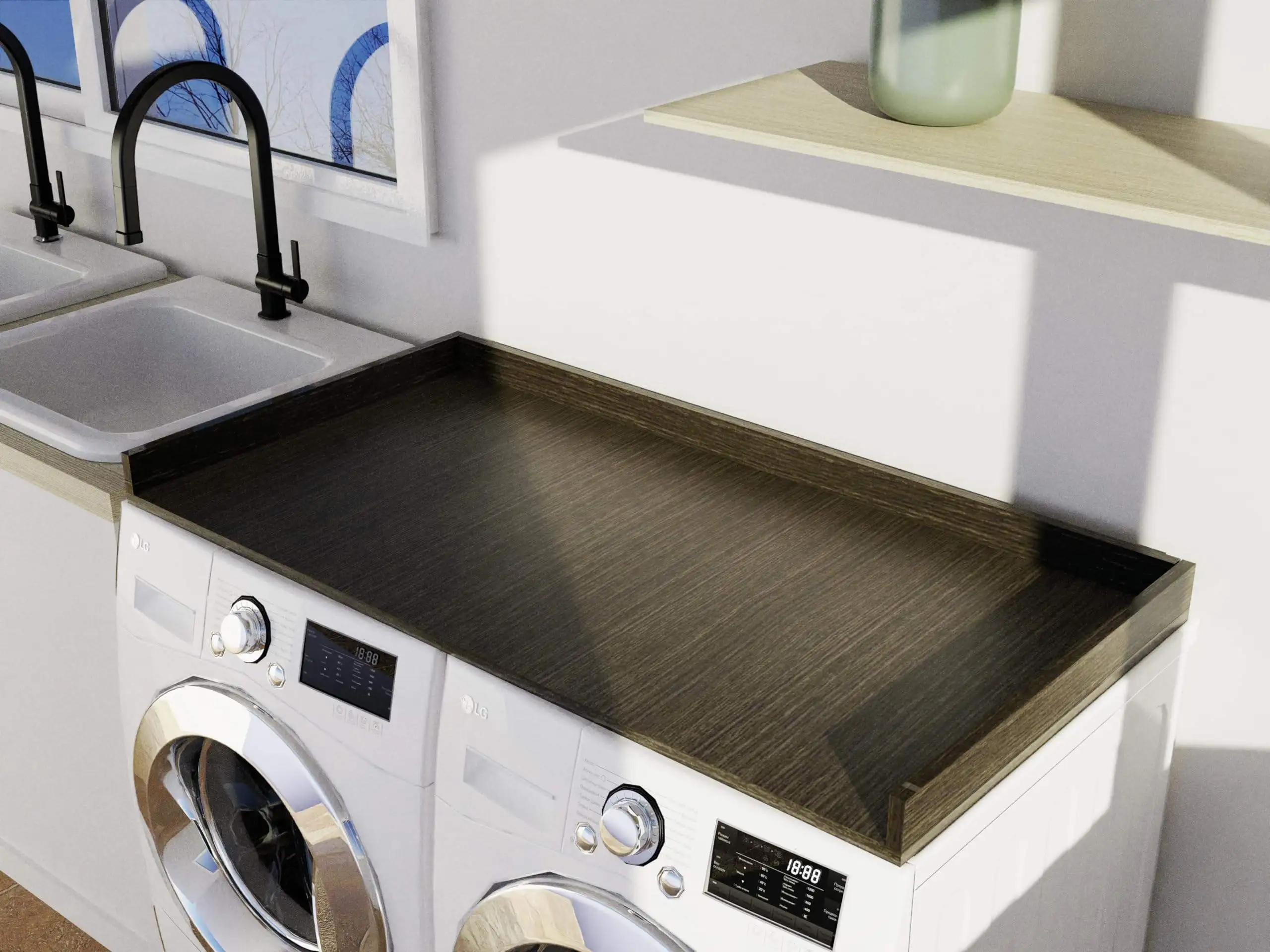 Wholesale Wooden Washer Dryer Countertop,Wooden Washer Countertop Cover with Handles,Wood Drawer Organizer Protector for Laundry