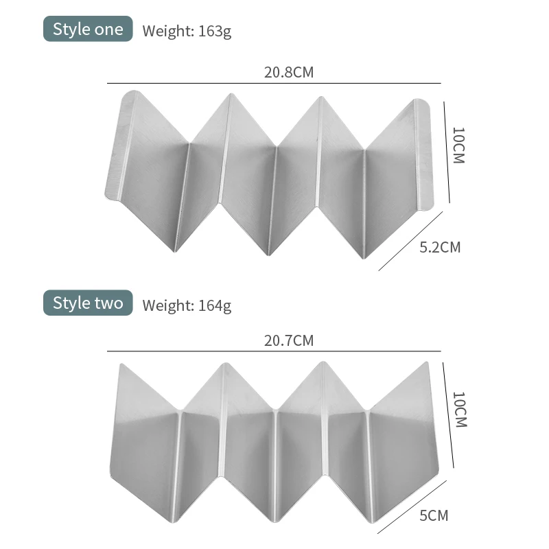 Wholesales Small Size Wavy-shaped Taco Holders 4 Packs Stainless Steel Taco Stand Rack Tray Style