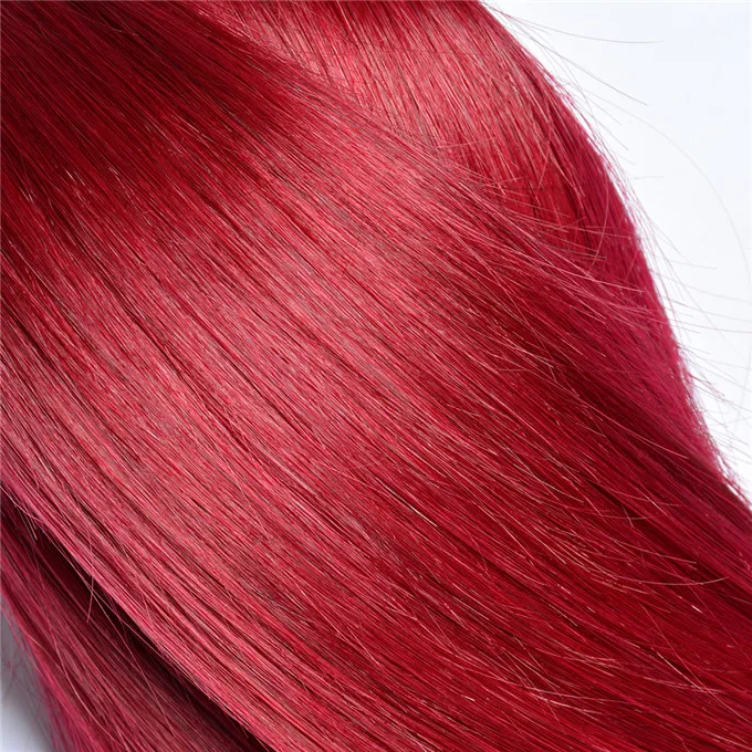 Factory Price Two Tone ombre color human hair extensions 1B Red/Bug ombre color hair bundles