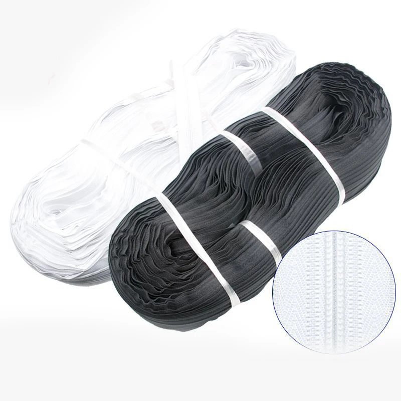Wholesale Factory Price NO.5 NO.7 Raw White Raw Black Nylon Zipper Coil  5# 7# Long Chain  For Garments 5 nylon zipper by roll