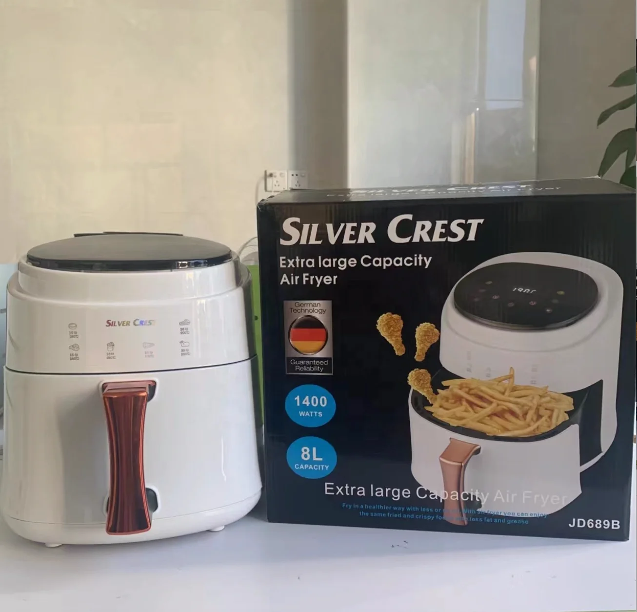 In Stock 8L 6 Quart Smart Air Fryer 6 in 1 Black 1400W Healthy Oven Non-Stick Multifunction Touch Screen Hot Air Fryer