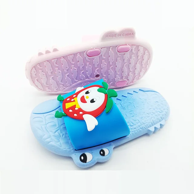 
2021 popular latest fashion design flat pcu unicorn girls kids slippers 