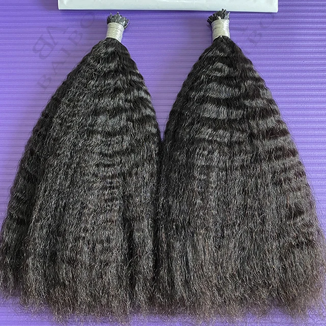 Luxury Best Quality Fan Tip 100% Brazilian Virgin Human Hair Y Tip Dropshipping Kinky Straight Light Yaki Hair Extension