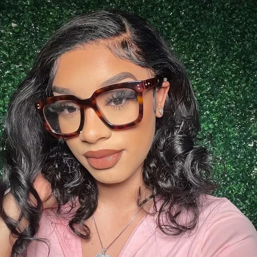 2024 Trendy Leopard Gray TR90 Anti Blue Light Eyeglasses Optical Square Rivets Glasses Sexy Ladies Designer Prescription Eyewear