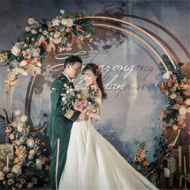 
Wedding wrought iron shelf wedding gold arch semi-circular single pole arch double pole balloon decoration frame shaped props 