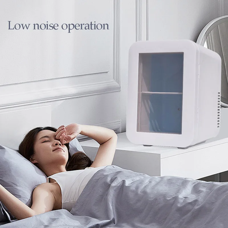 4L/6 Cans AC/DC Skincare Fridge Portable Cooler and Warmer Small Refigerador Transparent Door for Bedroom Beauty