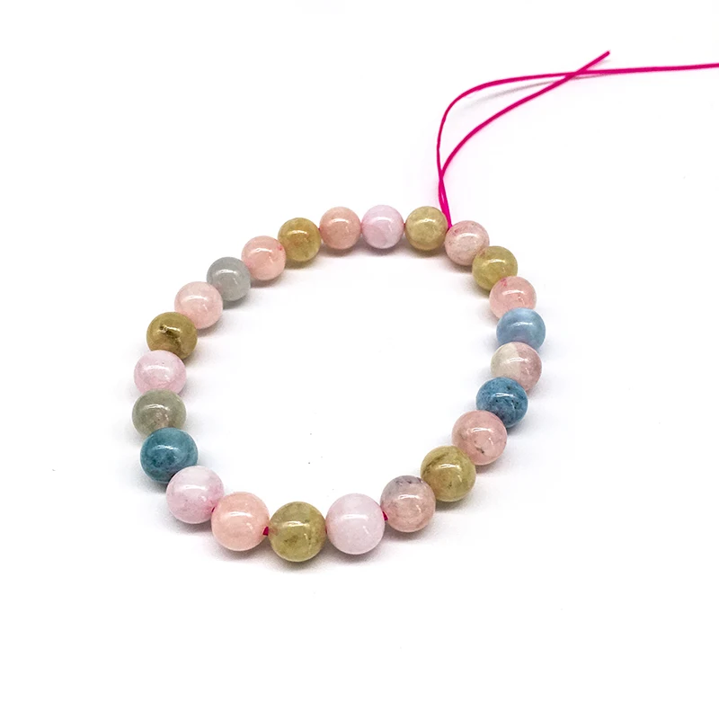 Wholesale high quality natural crystal morgan bracelet Crystal colourful morganite stretch Bracelet for women gift