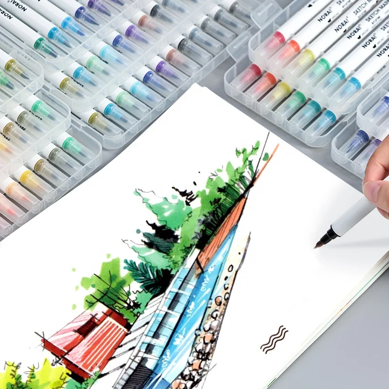 New arrival fluorescent colorful double ended design 12/24/36 colors alcohol based art marker set