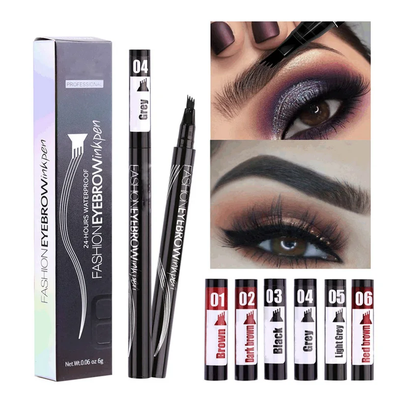 Hot Selling 6 Colors Make Your Own Logo Eyebrow Pencil Tattoo Waterproof Long Lasting Permanent Liquid Eyebrow Pen