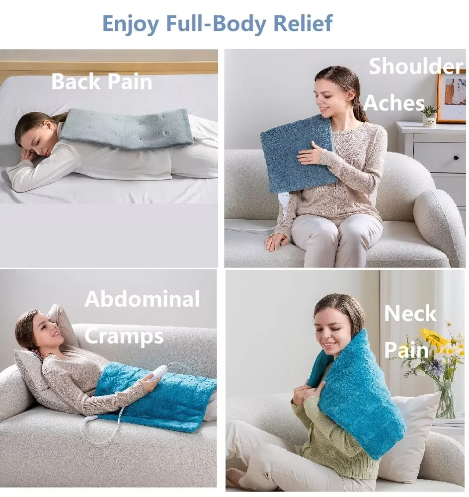 17 x 33 in Machine Washable Small Electric Heating Pad for Cramps with 3 Heat Settings 2H Auto Shut Off