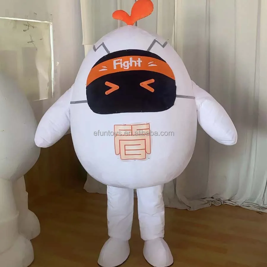 Efun MOQ 1 PC professional custom white egg man mascot costume cartoon walking egg model costume for sale