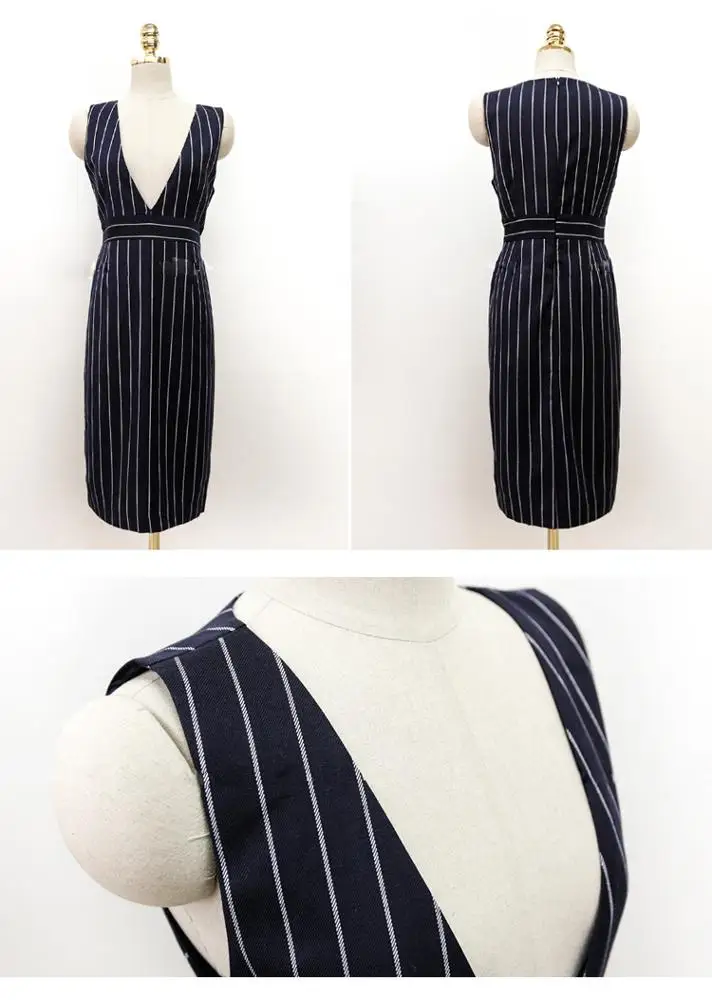 YHX9 Wholesale 2 Pieces Navy Striped Fashion Women Formal Business Suit Design Ladies Office Skirt Suits