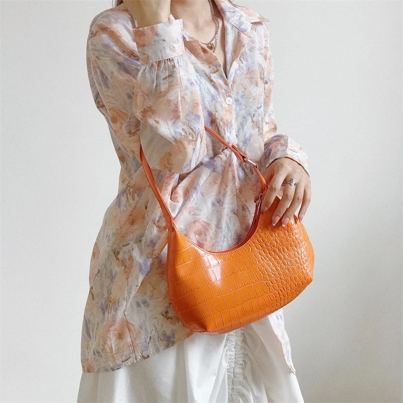 High Leather Pu Alligator Handbags For Women 2021 Jelly Hand Bag Wholesale Fashion Female Chic Shoulder Armpit Purses Bolsas