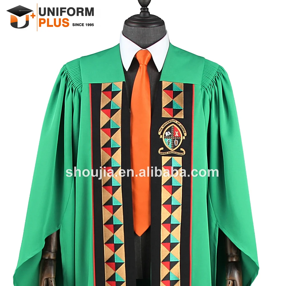 Customized  adult embroidered bachelor doctoral academic toga clothes graduation caps and gowns uniform