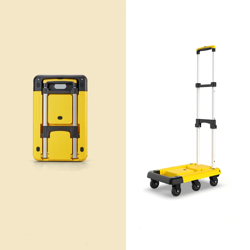 Portable Push Plastic Luggage Hand Cart Shopping Folding Trolley Folding Hand Truck Trolley With 6 Wheels