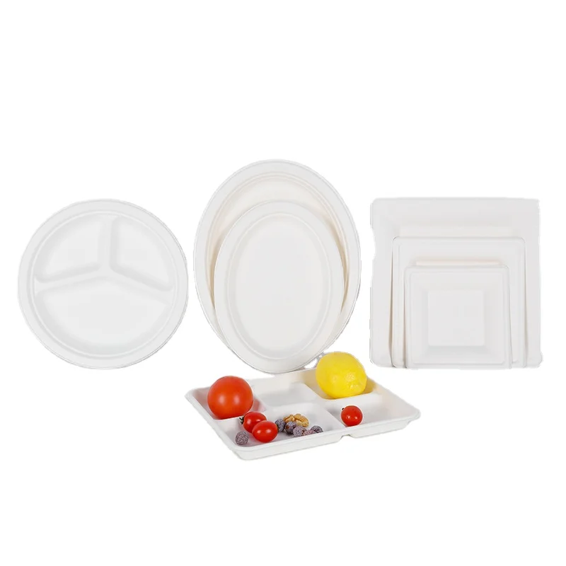 10*8 дюймов OEM ODM Экологически чистая одноразовая биоразлагаемая сахарная тростниковая целлюлоза, тарелка 4 6 7 8 9 10 12 дюймов