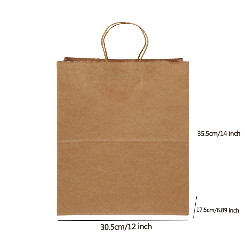 Factory Wholesale custom Printing logo restaurant packaging Biodegradable Recyclable Brown Kraft Paper Bag With Handle