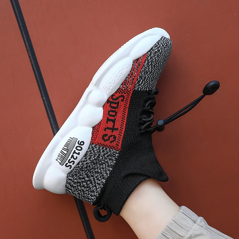 high quality children knitted sport boutique fly knitting boy girl sock factory wholesale smart kids shoes