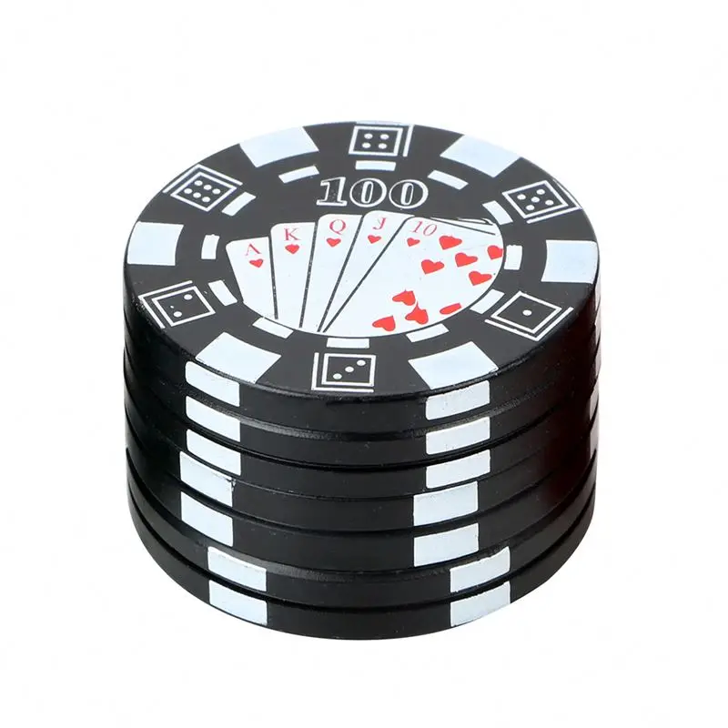 Fashion 3 Layers Poker Chip Style Herb Grinder 12Pcs/Display Box Metal Tobacco Crusher Portable Smoking Accessories G072