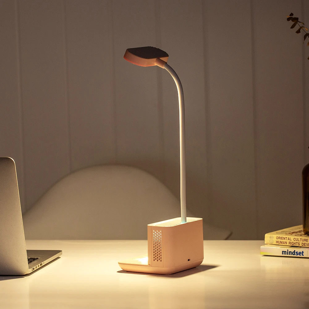 
New design 2 in 1 negative ions air purifier multi-functional led reading beside table lamp with phone holder 