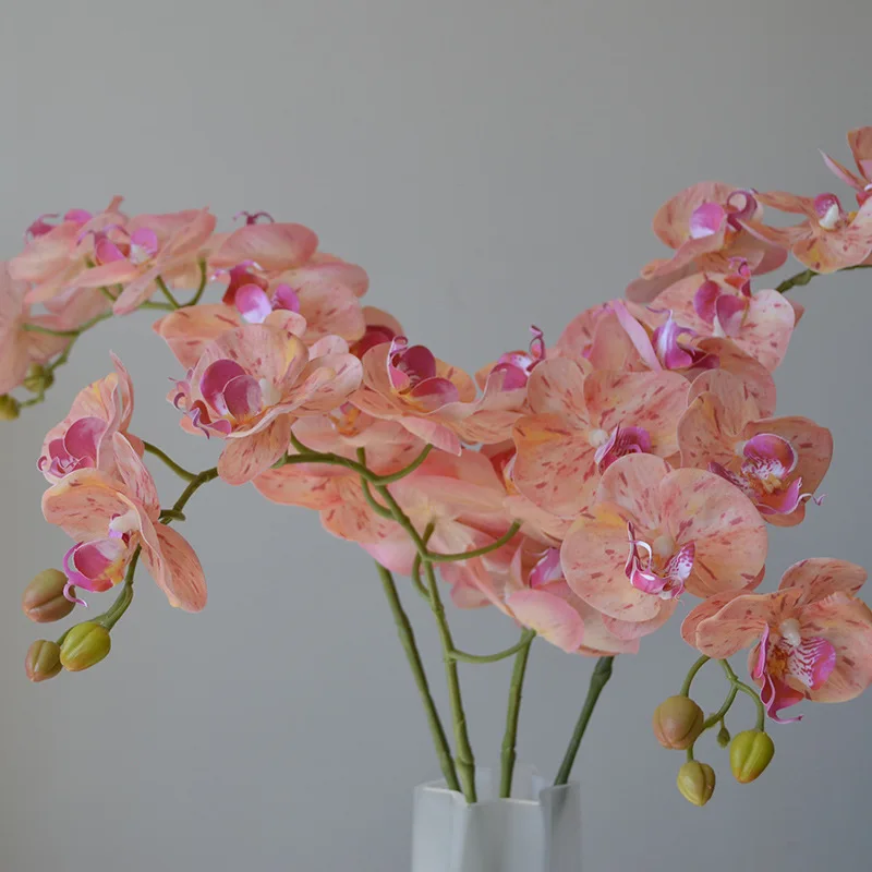 Wedding Home Decoration Orchid 9 Heads Latex Coated Real Touch Orchid Artificial Flowers Phalaenopsis Butterfly Orchid Flower