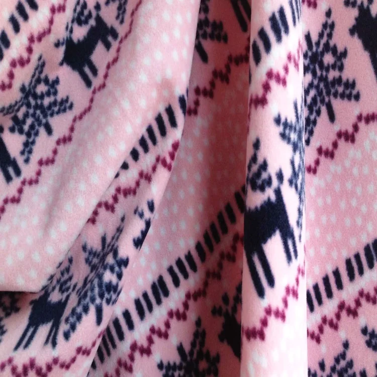 
100% polyester textile fabrics for clothing thermal knitted polar fleece fabric printed 