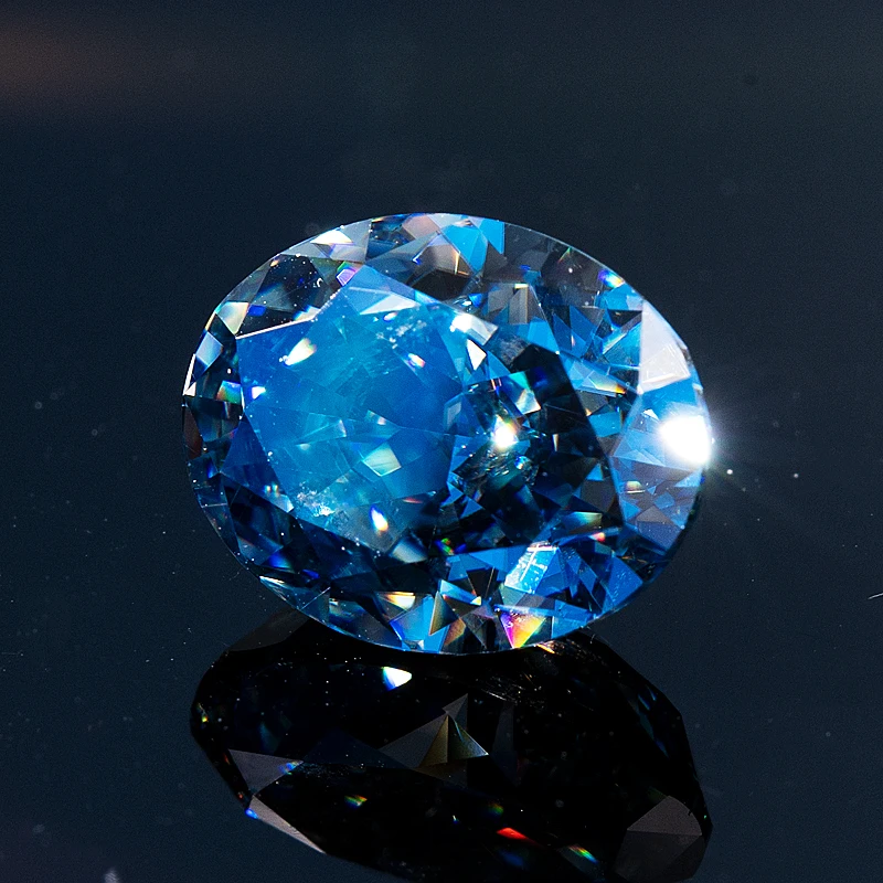Holycome GRA Free Laser Top Quality Vivid Blue 0.3-5ct Oval Moissanite Loose Stones Diamond Cut Mossanite